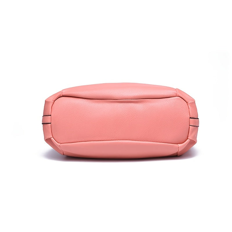 Vrouwen Kunstleren Handtas - Grote Capaciteit, Zachte Schoudertas met Ritssluiting, Messenger Stijl, Rand Geverfd, Veelzijdig voor Vrouwen van Middelbare Leeftijd - Verkrijgbaar in Wit, Zwart, Blauw, Bordeauxrood