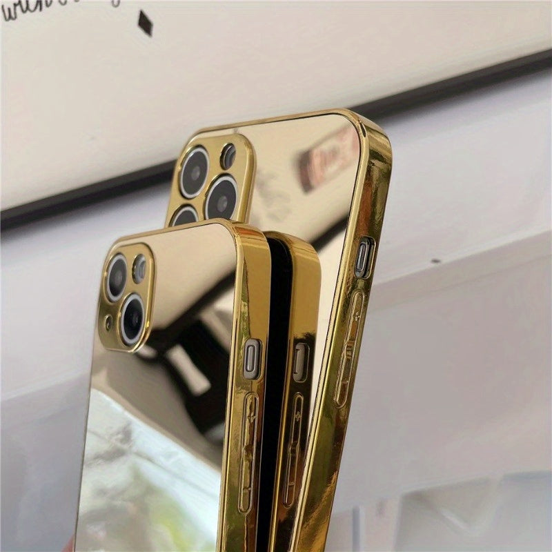Luxueuze Glanzende Gouden Zilveren Spiegel Effen Telefoonhoes voor iPhone 16 15 14 13 Pro Max 16 15 14 Plus Achterkant Cover Coques