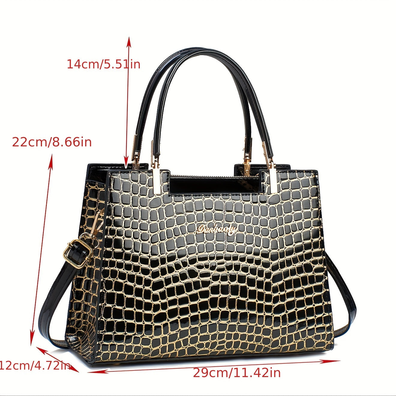 Modieuze, Chique Krokodillen-Reliëf Dameshandtas - Veelzijdige Crossbody & Schoudertas met Verstelbare Riem, Ritssluiting - Verkrijgbaar in Felroze, Khaki, Tan, Wit, Rood, Blauw, Zwart