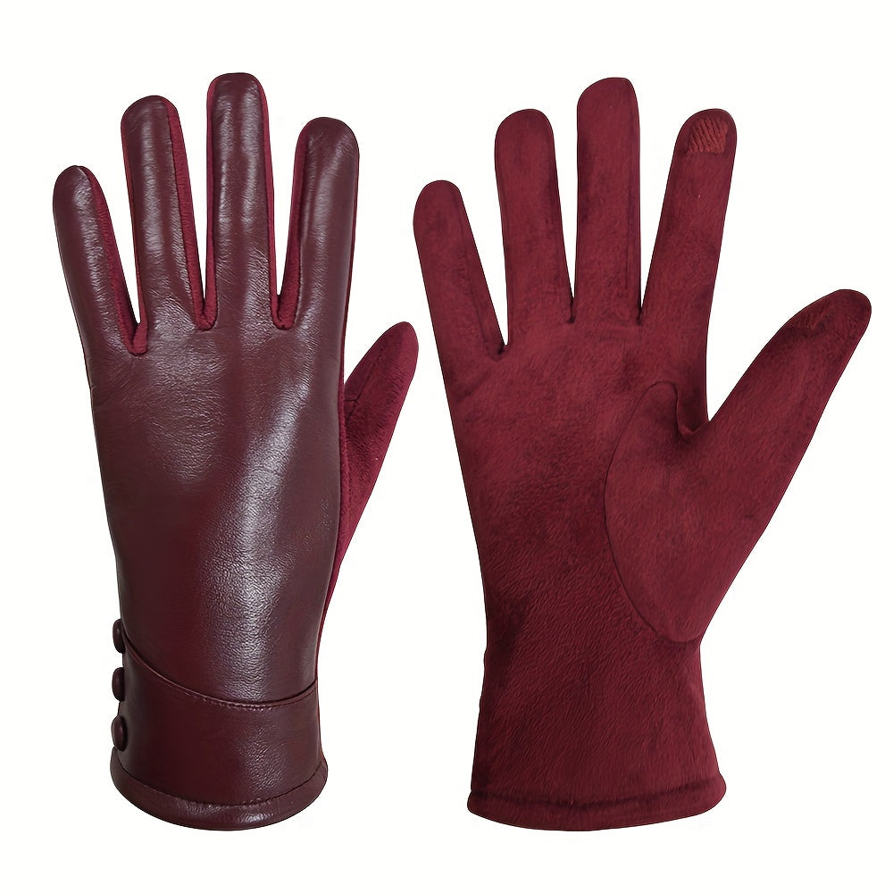 Stijlvolle warme leren handschoenen, fleece Gevoerd, touchscreen