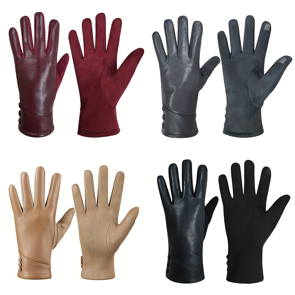Stijlvolle warme leren handschoenen, fleece Gevoerd, touchscreen