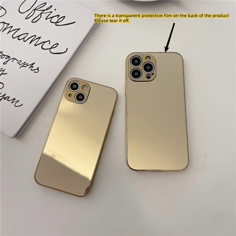 Luxueuze Glanzende Gouden Zilveren Spiegel Effen Telefoonhoes voor iPhone 16 15 14 13 Pro Max 16 15 14 Plus Achterkant Cover Coques