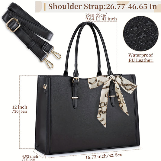 IGOLUMON Dames Laptop Tas 39.62cm - Waterdicht Kunstleer, TSA-Compliant Werk- & Reistas met Schouderriem, Zwart