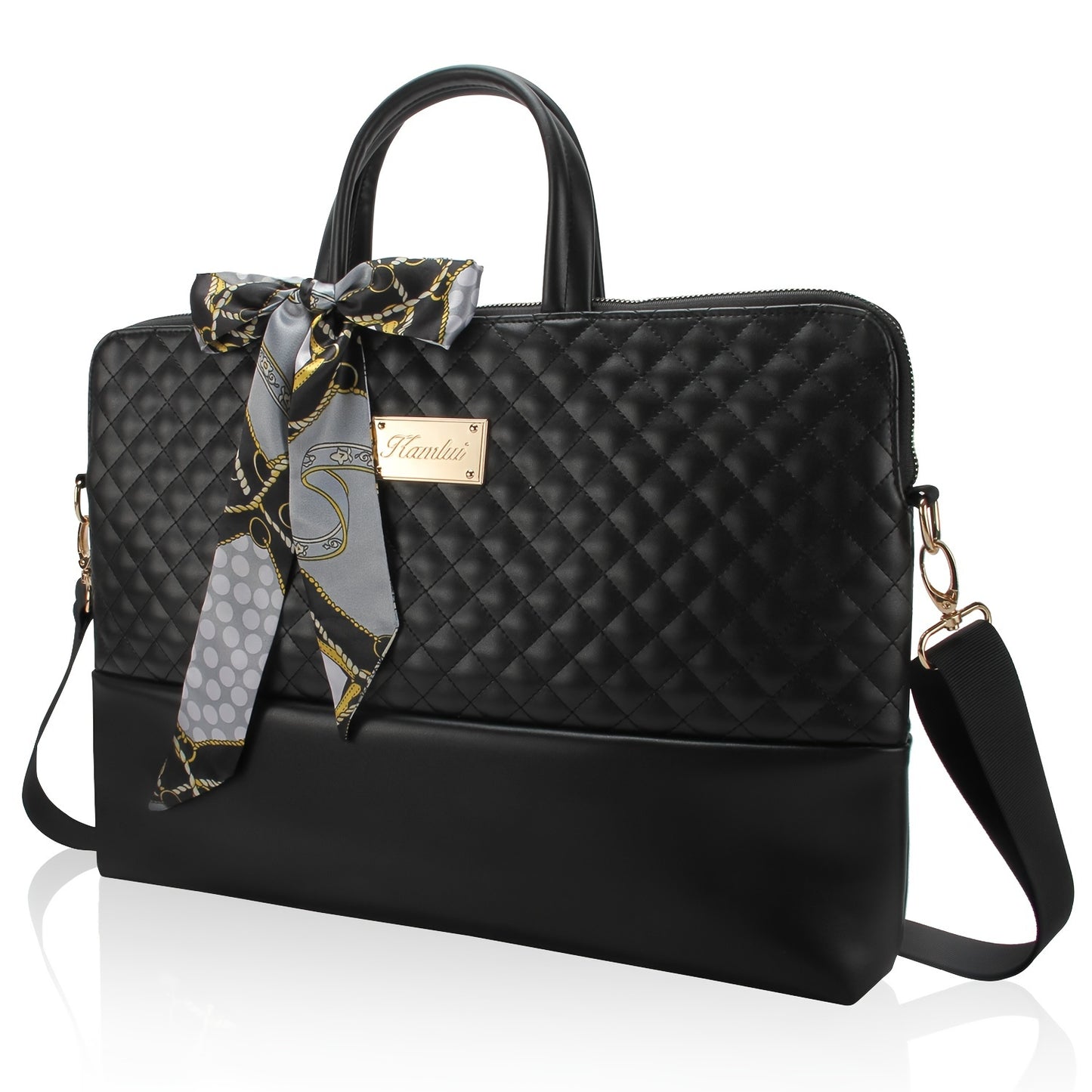 Kamlui Chic Waterdichte Laptoptas voor Vrouwen - Slank & Stijlvol, Geschikt voor 39.62cm tot 40.64cm voor MacBook Air Pro & HP, TSA-Goedgekeurde Kunstlederen Aktetas met Trolleyhuls en Notitieboekje Vak, Bruin