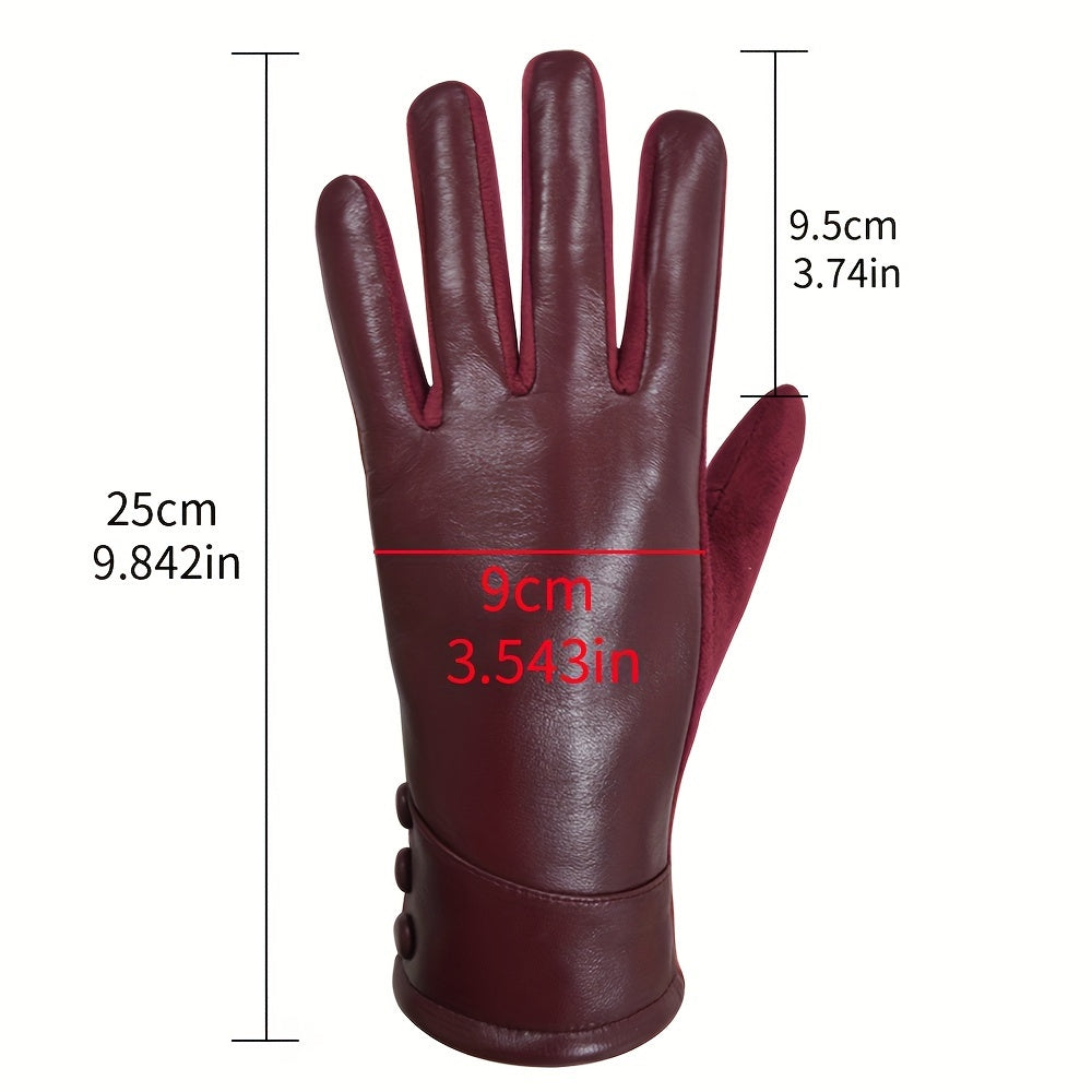 Stijlvolle warme leren handschoenen, fleece Gevoerd, touchscreen