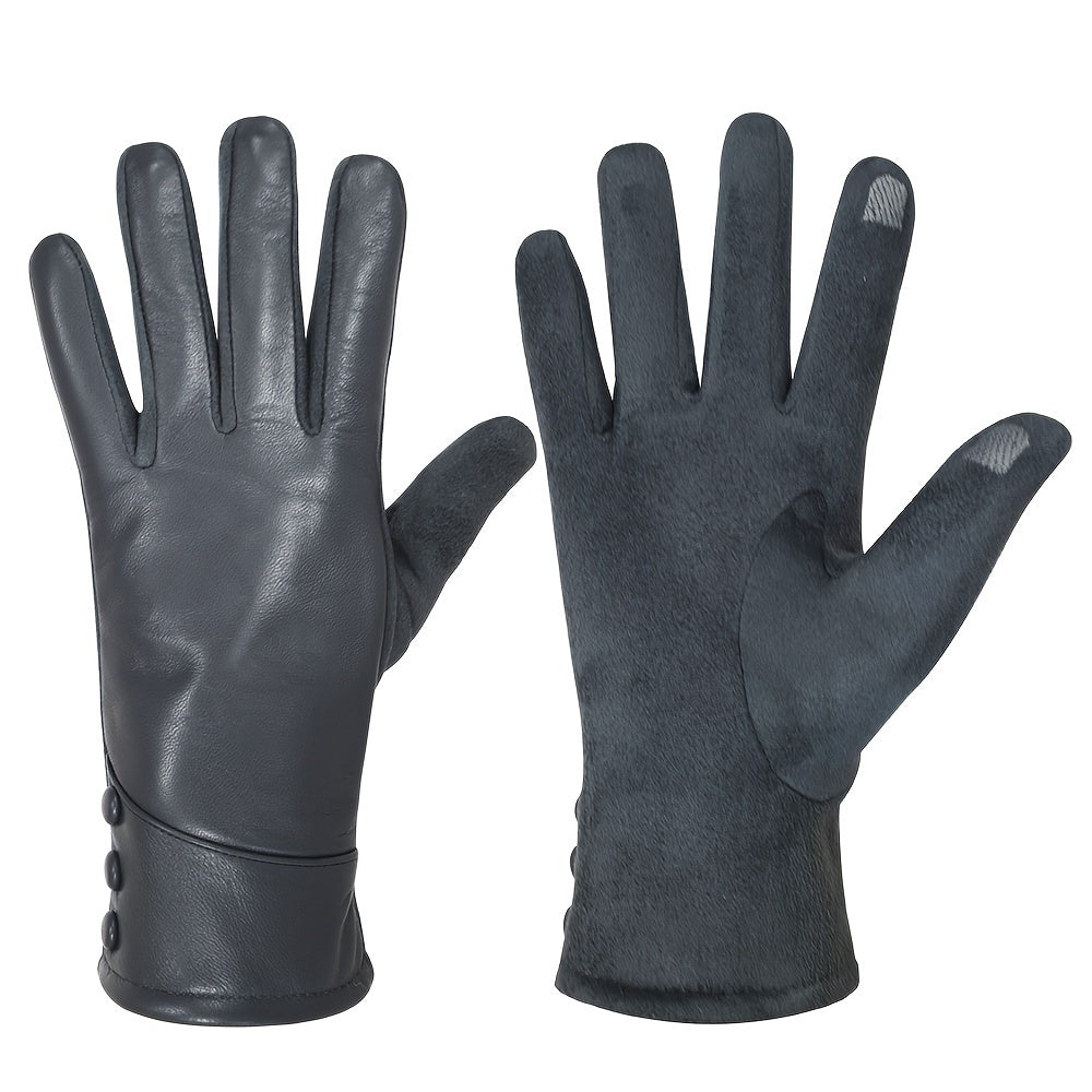 Stijlvolle warme leren handschoenen, fleece Gevoerd, touchscreen