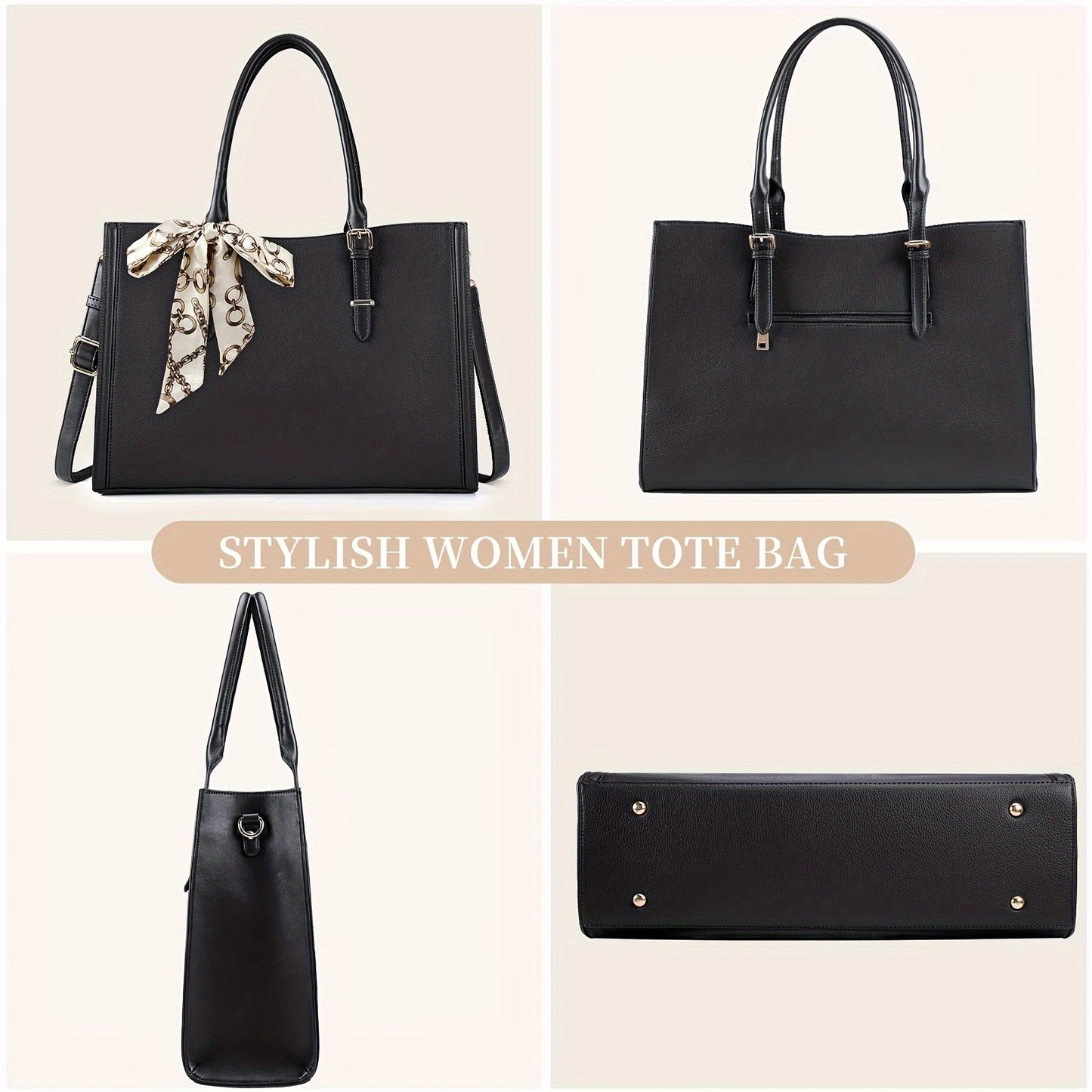 IGOLUMON Dames Laptop Tas 39.62cm - Waterdicht Kunstleer, TSA-Compliant Werk- & Reistas met Schouderriem, Zwart