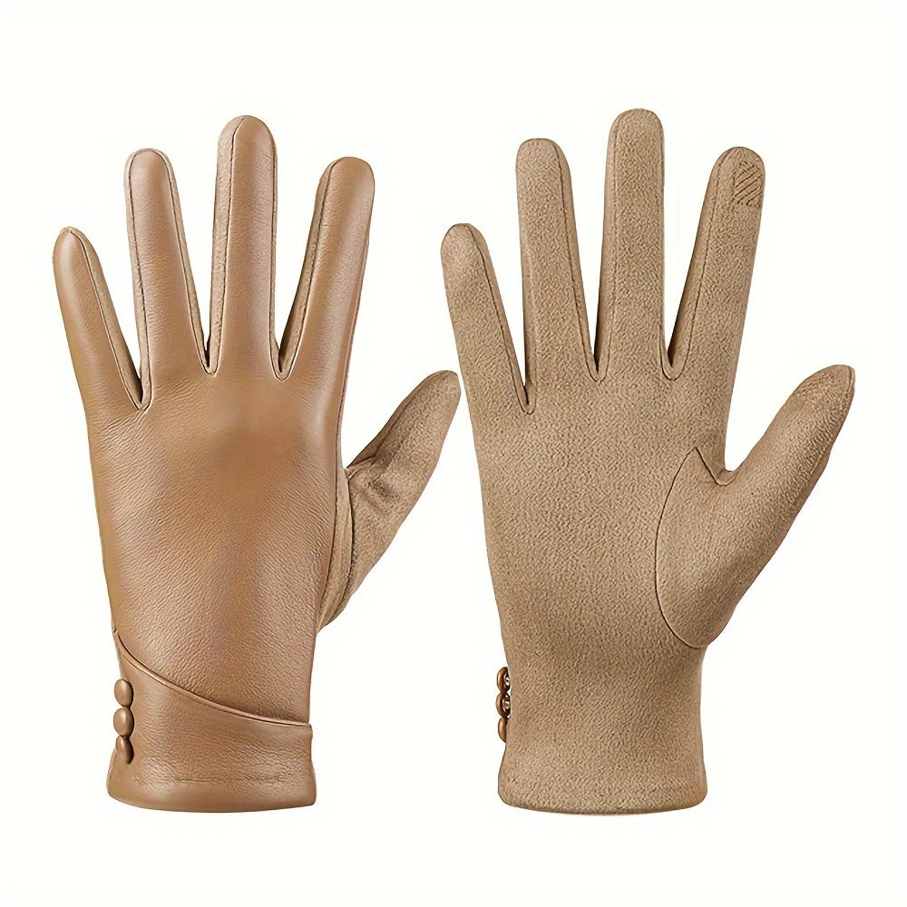 Stijlvolle warme leren handschoenen, fleece Gevoerd, touchscreen