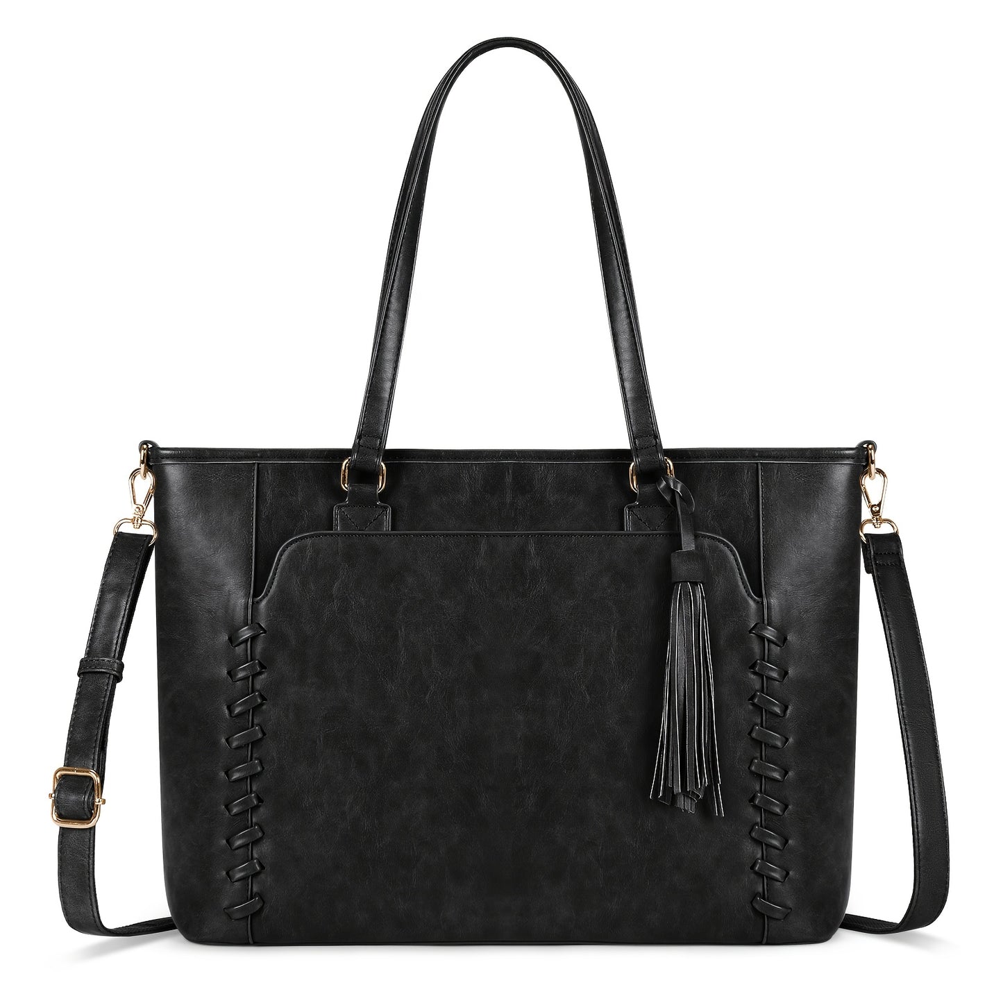 Laptoptas 39,6 cm Professionele Werktas, Zakelijke Aktetas voor Kantoor, Reizen, College - Zwart, Dames Tote, Laptoptassen