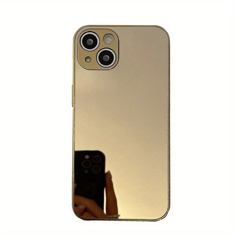 Luxueuze Glanzende Gouden Zilveren Spiegel Effen Telefoonhoes voor iPhone 16 15 14 13 Pro Max 16 15 14 Plus Achterkant Cover Coques