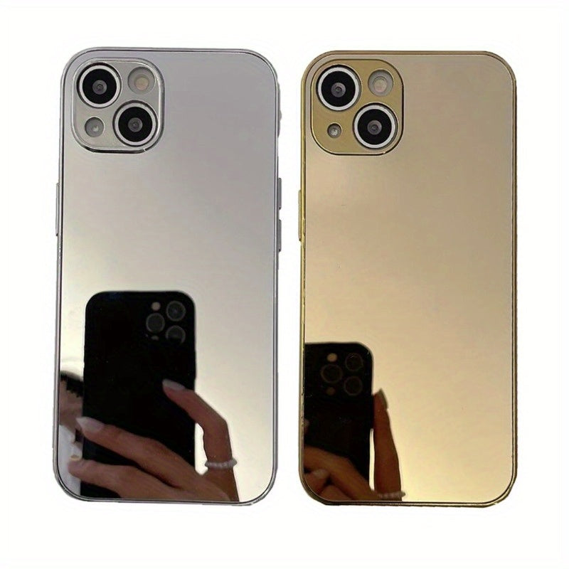 Luxueuze Glanzende Gouden Zilveren Spiegel Effen Telefoonhoes voor iPhone 16 15 14 13 Pro Max 16 15 14 Plus Achterkant Cover Coques