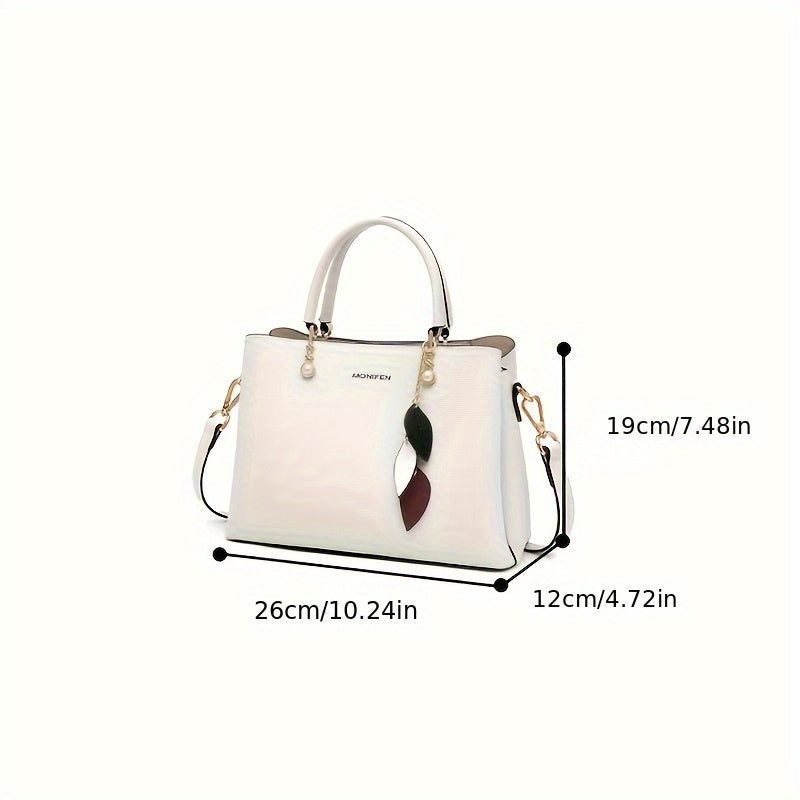 [1 st. Luxe schoudertas van echte leer] Avant Garde echte leer bovenhandtas, effen kleur, waterbestendig, ritsvergrendering, stofgevoerd, met afneembare riem, randverf detail, voor dames schoudertas, gelegenheidklaar, gemaakt in Guangzhou