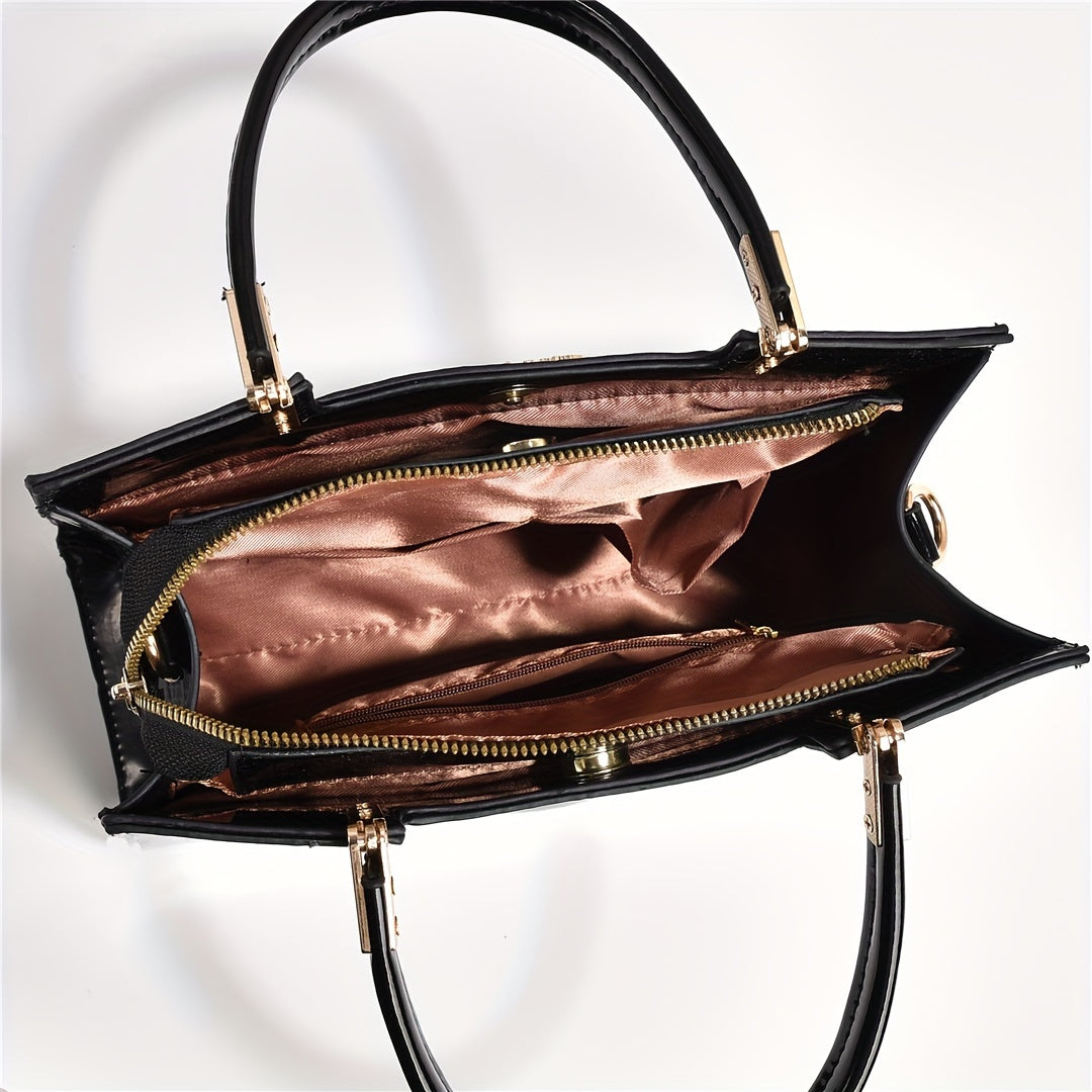 Modieuze, Chique Krokodillen-Reliëf Dameshandtas - Veelzijdige Crossbody & Schoudertas met Verstelbare Riem, Ritssluiting - Verkrijgbaar in Felroze, Khaki, Tan, Wit, Rood, Blauw, Zwart