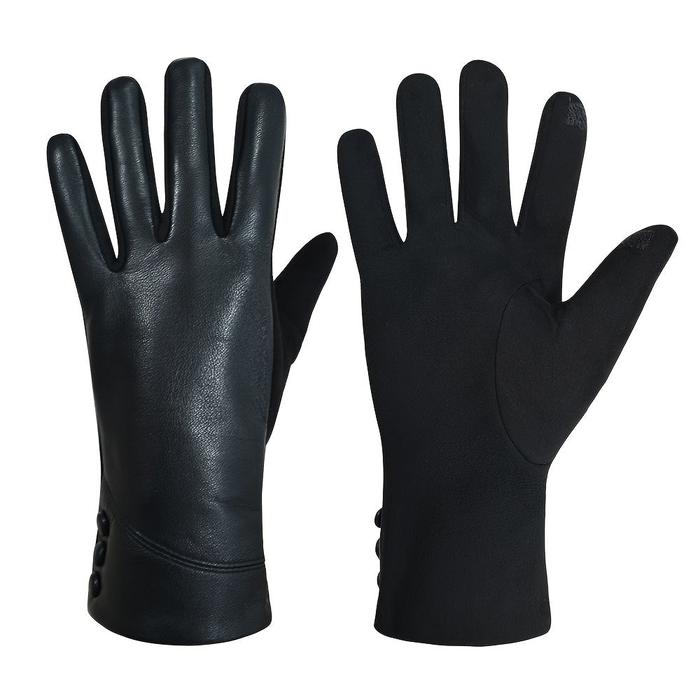 Stijlvolle warme leren handschoenen, fleece Gevoerd, touchscreen