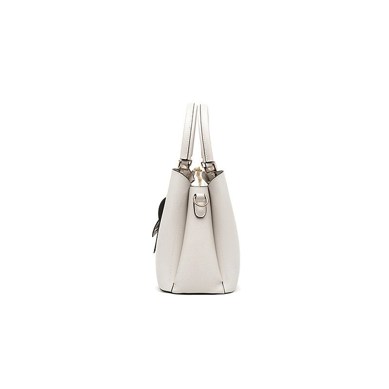 [1 st. Luxe schoudertas van echte leer] Avant Garde echte leer bovenhandtas, effen kleur, waterbestendig, ritsvergrendering, stofgevoerd, met afneembare riem, randverf detail, voor dames schoudertas, gelegenheidklaar, gemaakt in Guangzhou